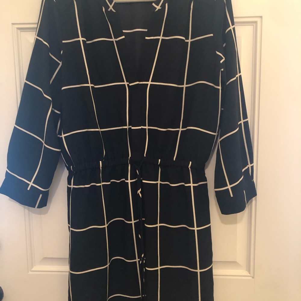 Loft dress . Black with white stripes. Size Medium